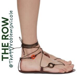 The Row Ring Wood Women's Flat Sandal In Burgundy